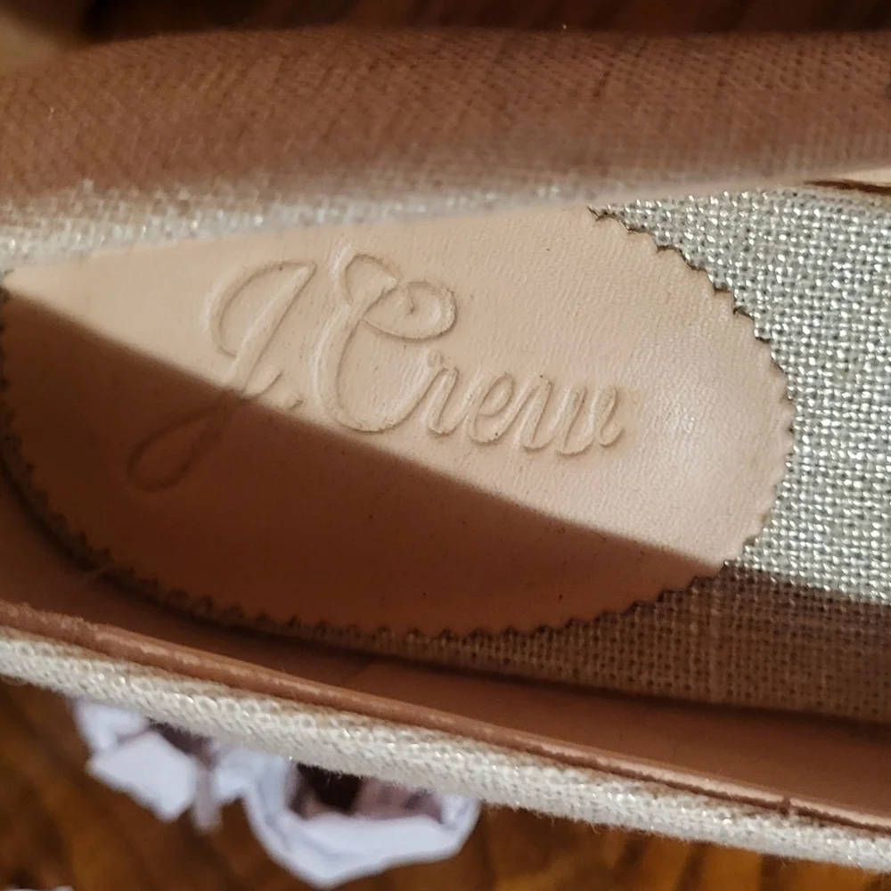 J. Crew Seville Metallic Gold Canvas Espadrille Wedges Size 9